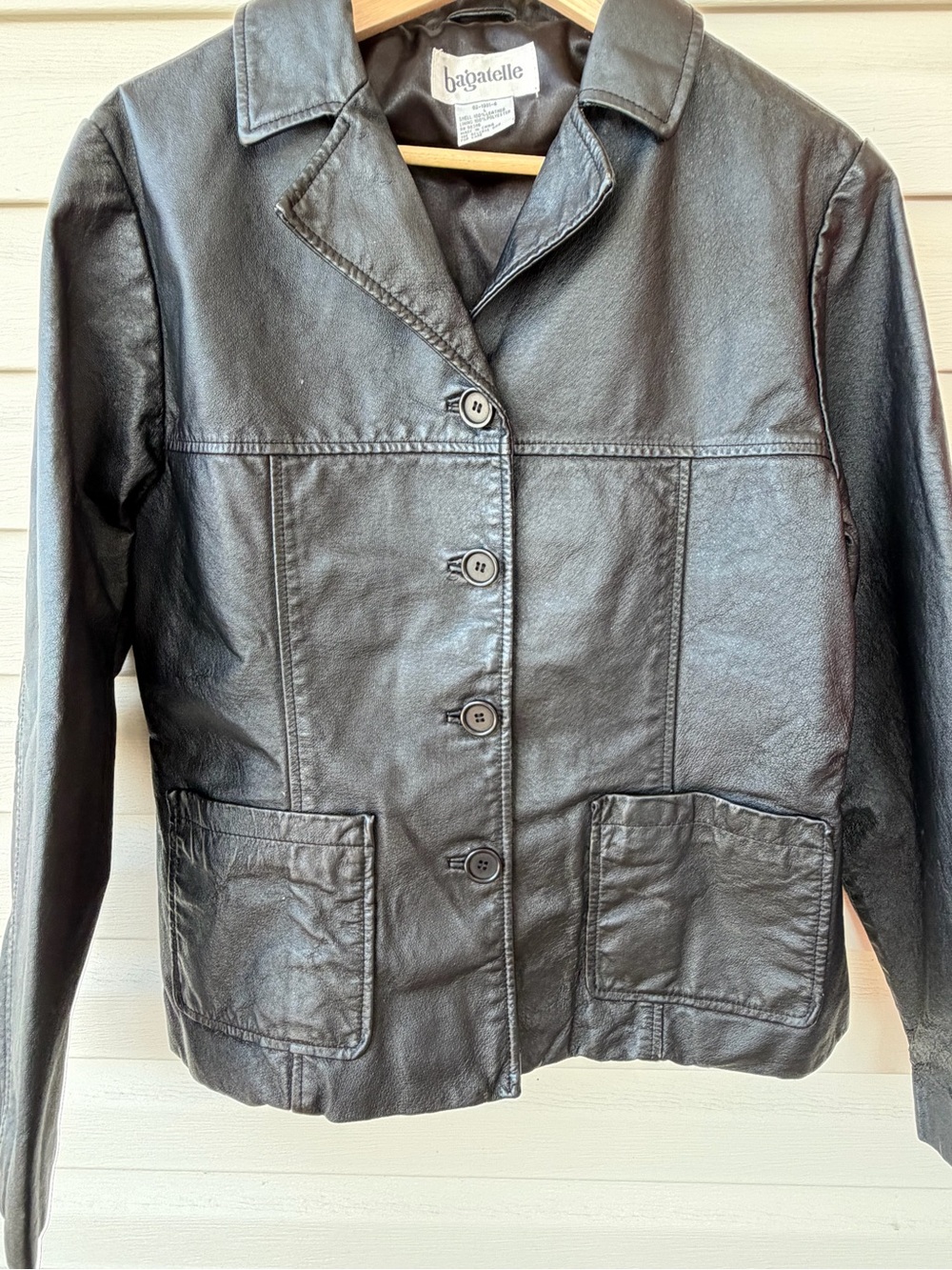 bagatelle Black Button-Front 100% Leather Jacket - Picture 5 of 7